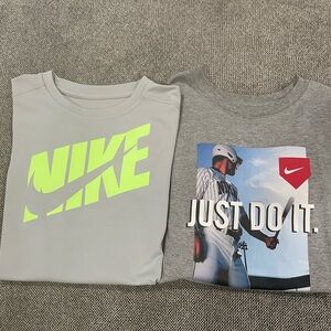 Nike Kids Gray and Green Graphic T-Shirts